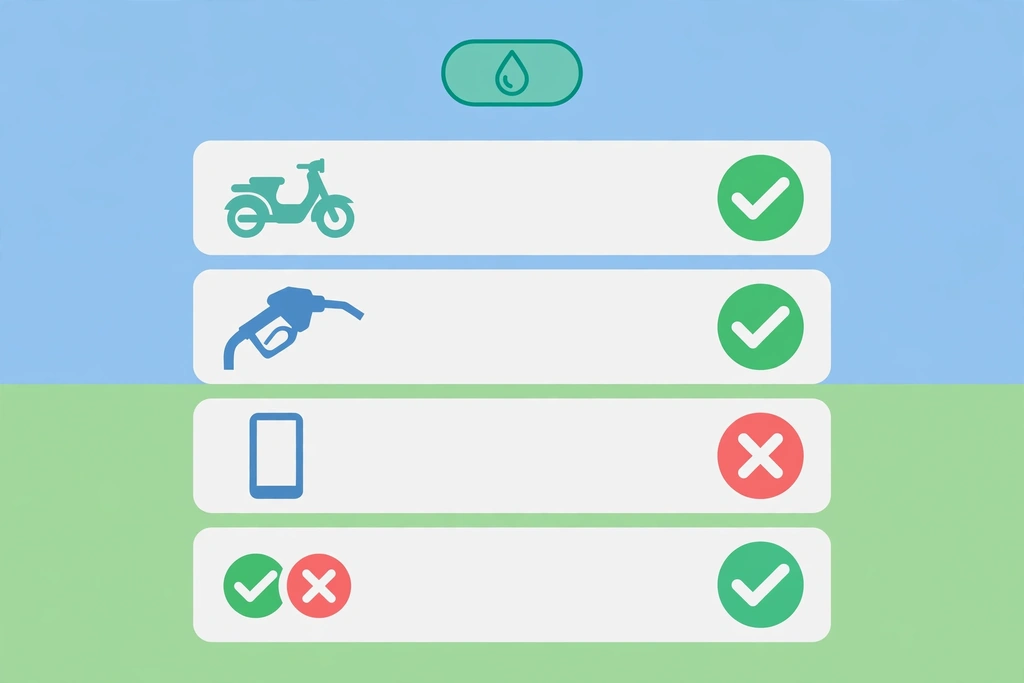 Checklist graphic of token rules at a petrol pump