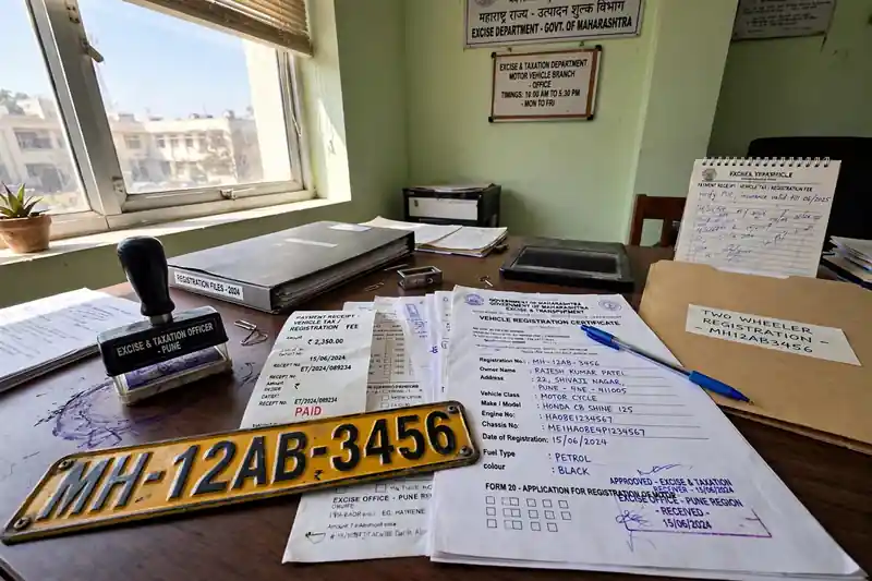 Second-hand bike documents and excise office visit for 9771 duplicate registration fix