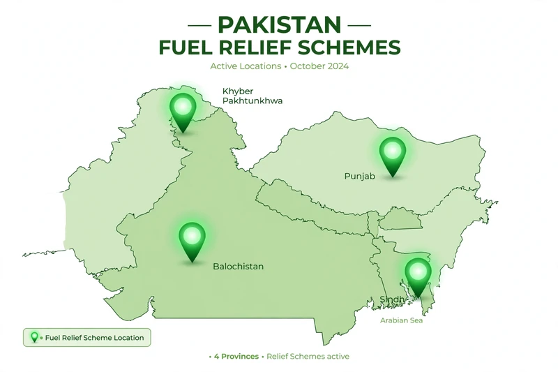 Petrol relief schemes across Pakistan 2026 map