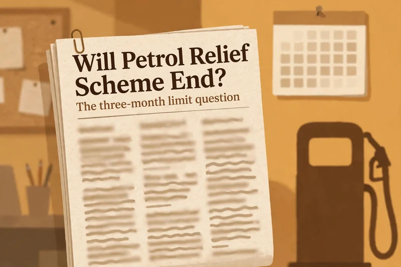 Newspaper headline asking will petrol relief scheme end — the IMF three-month limit question