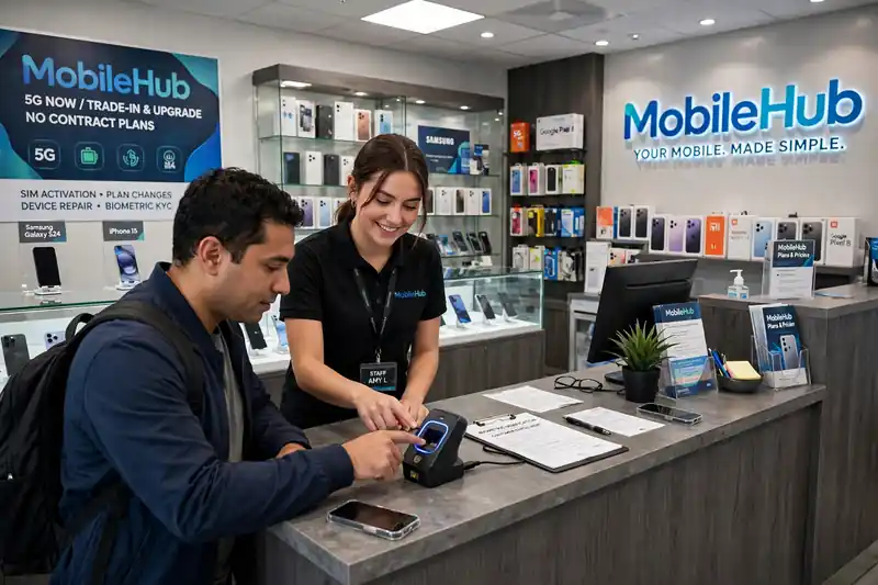 Biometric SIM ownership transfer at franchise service centre